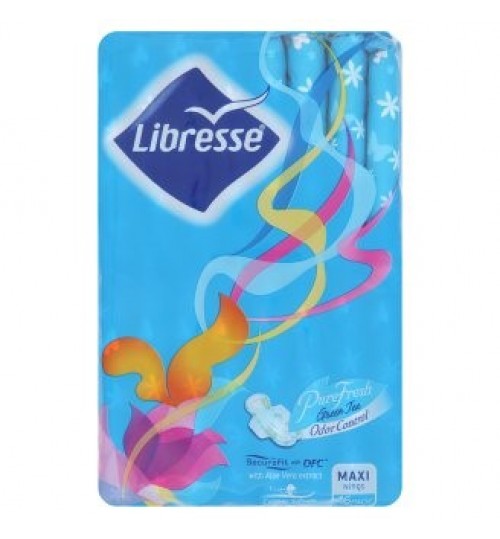 Libresse 含纯绿茶香味的清新厚装卫生巾（有翼） 